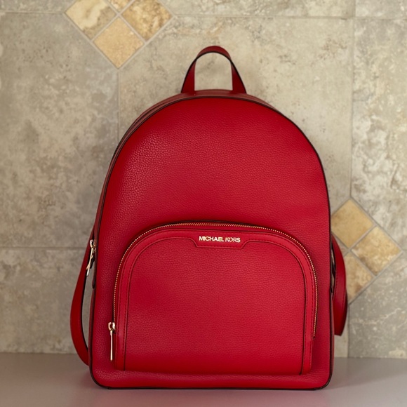Michael Kors Jaycee Large Backpack Bright Red - Picture 2 of 14